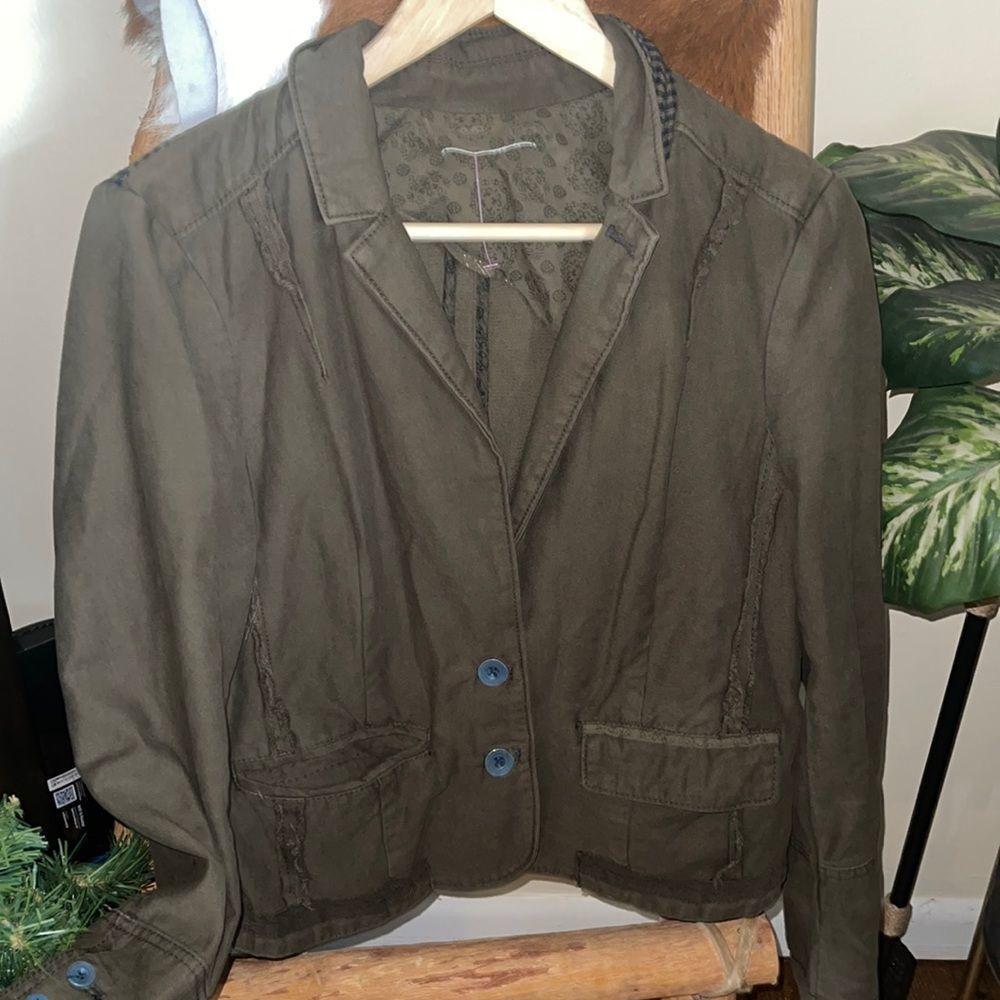 Anthropologie Army Green Military Style Jacket Blazer